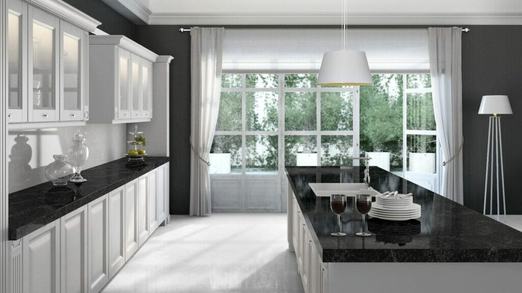 Granite worktop in a luxury kitchen